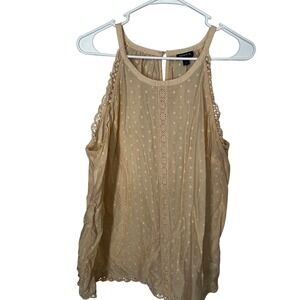 Torrid Tea Stain Color Sleeveless Blouse Tank Top Lace Accents Torrid Size 1 1X